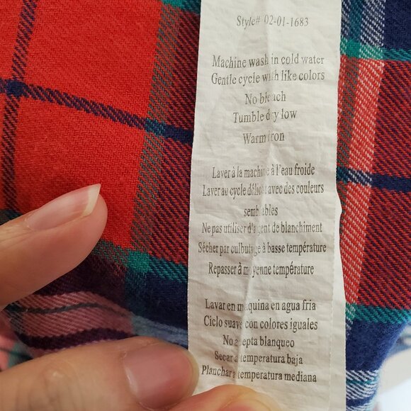 Sleeveless Plaid Red Blue Green Button Down Shirt - Picture 8 of 8